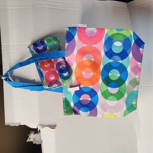NWT Clinique Large Circle Tote w/matching Makeup Bag